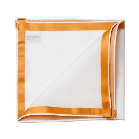 Les pochettes de costume &raquo; Les blancs &raquo; Mouchoir de poche Amalfi blanc à satin or