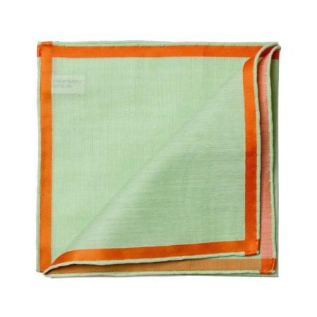 Les pochettes de costume &raquo; Les couleurs &raquo; Mouchoir de poche amalfi vert à satin orange